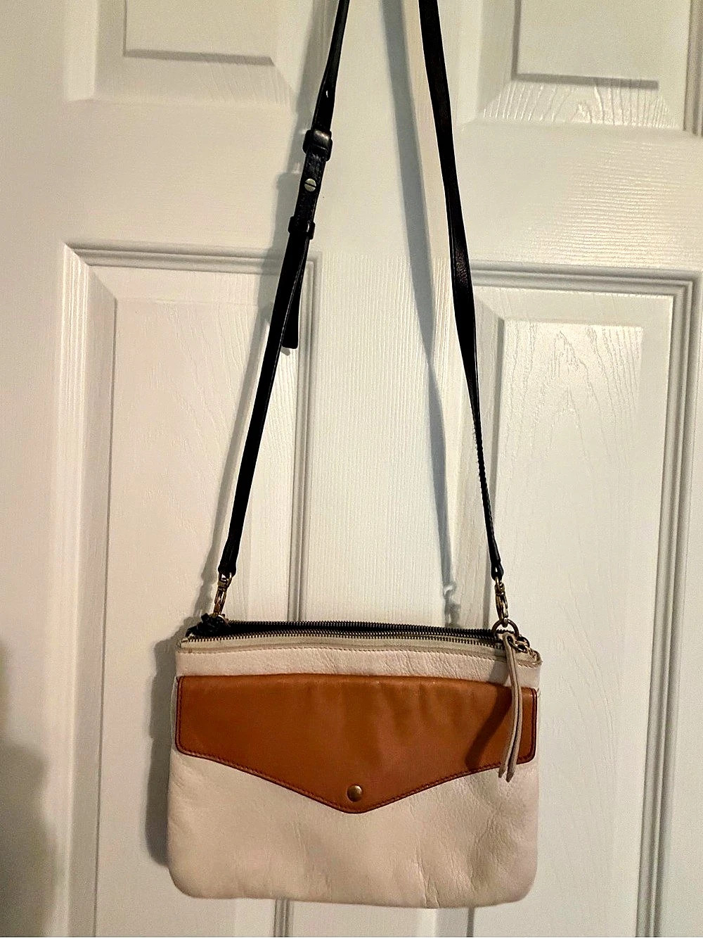 Fossil Color Block Crossbody in White & Brown